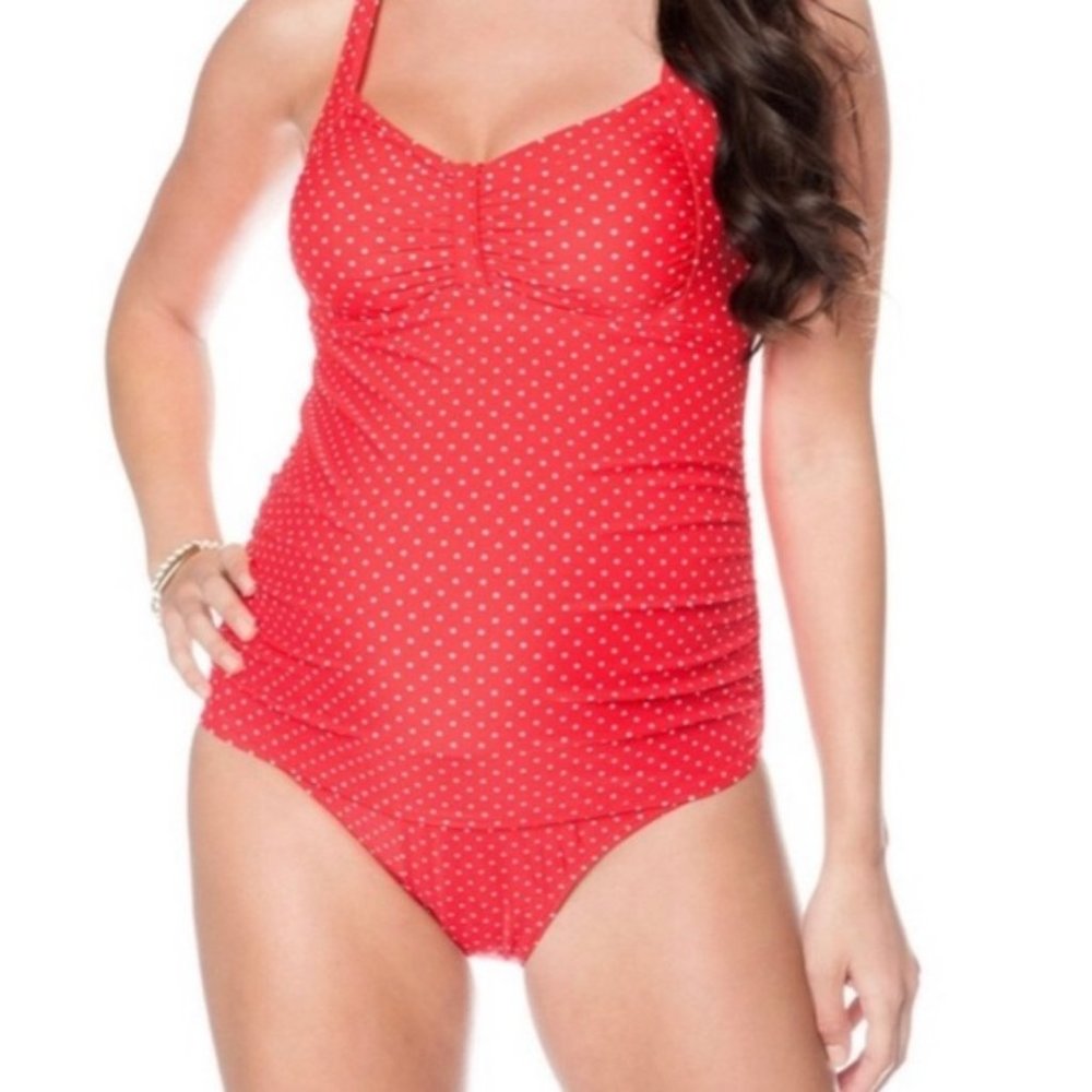 Motherhood Maternity Polka Dot One Piece Swimsuit Swim Women Large Summer